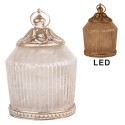 Clayre & Eef Lanterna LED Ø 8x12 cm Rosa Vetro