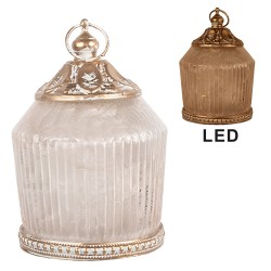 Clayre & Eef Lanterna LED Ø 8x12 cm Rosa Vetro