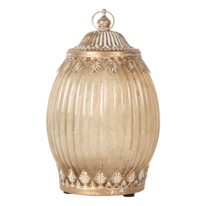 Clayre & Eef LED Lantaarn Ø 11x18 cm Beige Glas