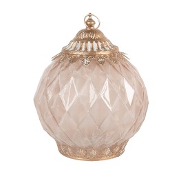 Clayre & Eef Lanterne LED Ø 15x19 cm Rose Verre
