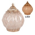 Clayre & Eef Lanterne LED Ø 15x19 cm Rose Verre