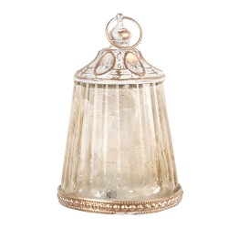 Clayre & Eef Lanterne LED Ø 8x12 cm Beige Verre