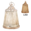 Clayre & Eef Lanterne LED Ø 8x12 cm Beige Verre