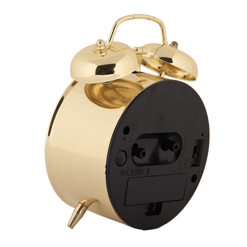 Clayre & Eef Analog Alarm Clock Ø 10x6x14 cm Gold colored Metal