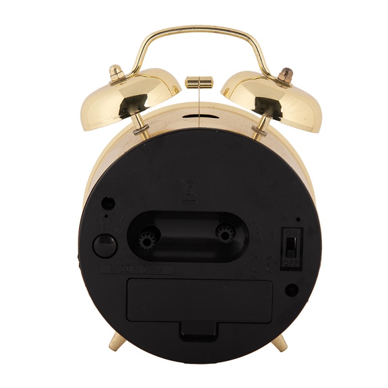 Clayre & Eef Analog Alarm Clock Ø 10x6x14 cm Gold colored Metal