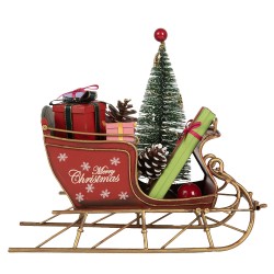 Clayre & Eef Décoration de Noël Image Luge 21x9x18 cm Rouge Métal