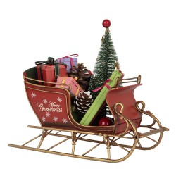 Clayre & Eef Décoration de Noël Image Luge 21x9x18 cm Rouge Métal