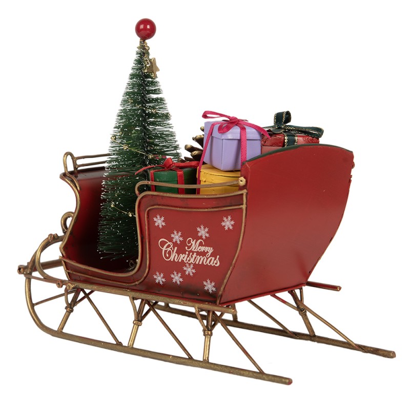 Clayre & Eef Décoration de Noël Image Luge 21x9x18 cm Rouge Métal