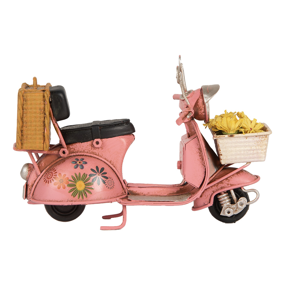 Clayre&Eef Decoratie Beeld Scooter 12x6x8 cm Roze Metaal afbeelding