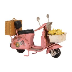 Clayre & Eef Image de décoration Scooter 12x6x8 cm Rose Métal