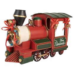 Clayre & Eef Décoration de Noël Image Train 35x16x22 cm Rouge Métal