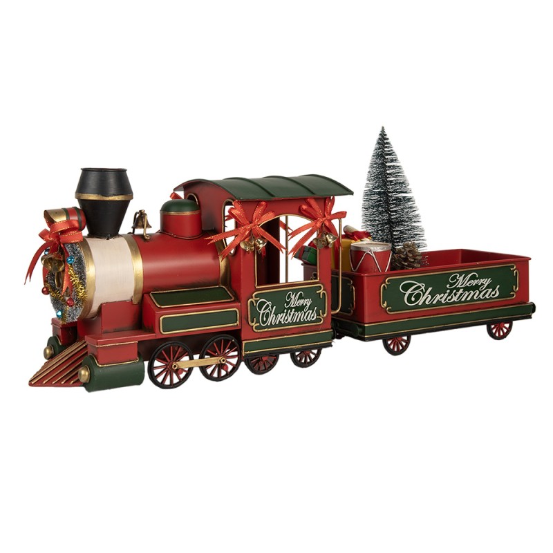Clayre & Eef Décoration de Noël Image Train 35x16x22 cm Rouge Métal