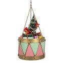 Clayre & Eef Image de décoration Tambour Ø 21x34/43 cm Rose Vert Métal