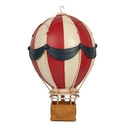 Clayre & Eef Image de décoration Montgolfière Ø 26x42 cm Rouge Beige Métal