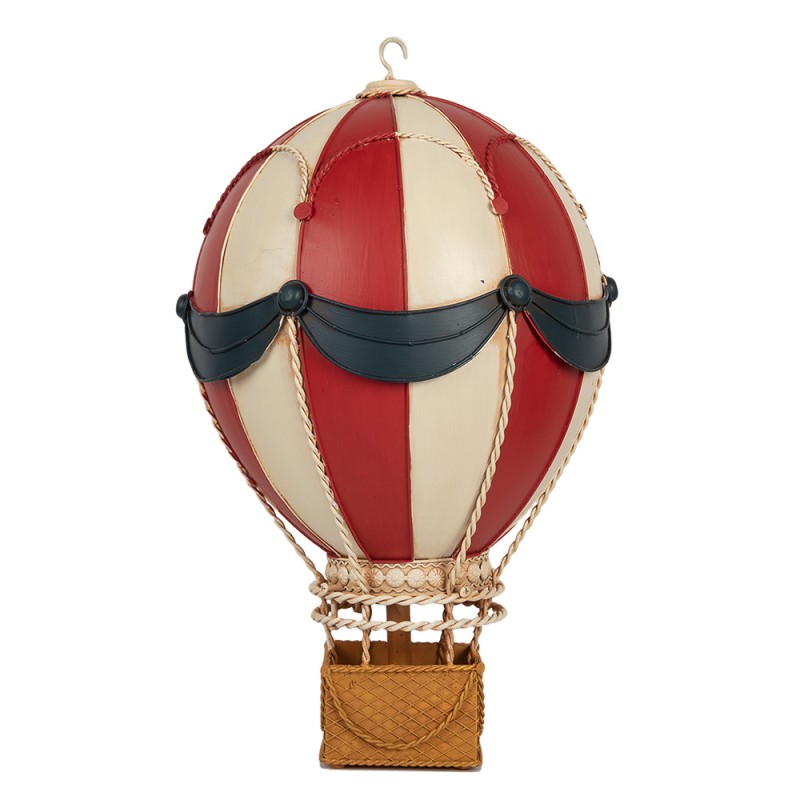 Clayre & Eef Image de décoration Montgolfière Ø 26x42 cm Rouge Beige Métal