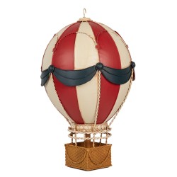 Clayre & Eef Image de décoration Montgolfière Ø 26x42 cm Rouge Beige Métal