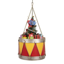 Clayre & Eef Image de décoration Tambour Ø 21x34/43 cm Jaune Rouge Métal