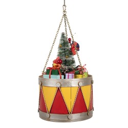Clayre & Eef Image de décoration Tambour Ø 21x34/43 cm Jaune Rouge Métal