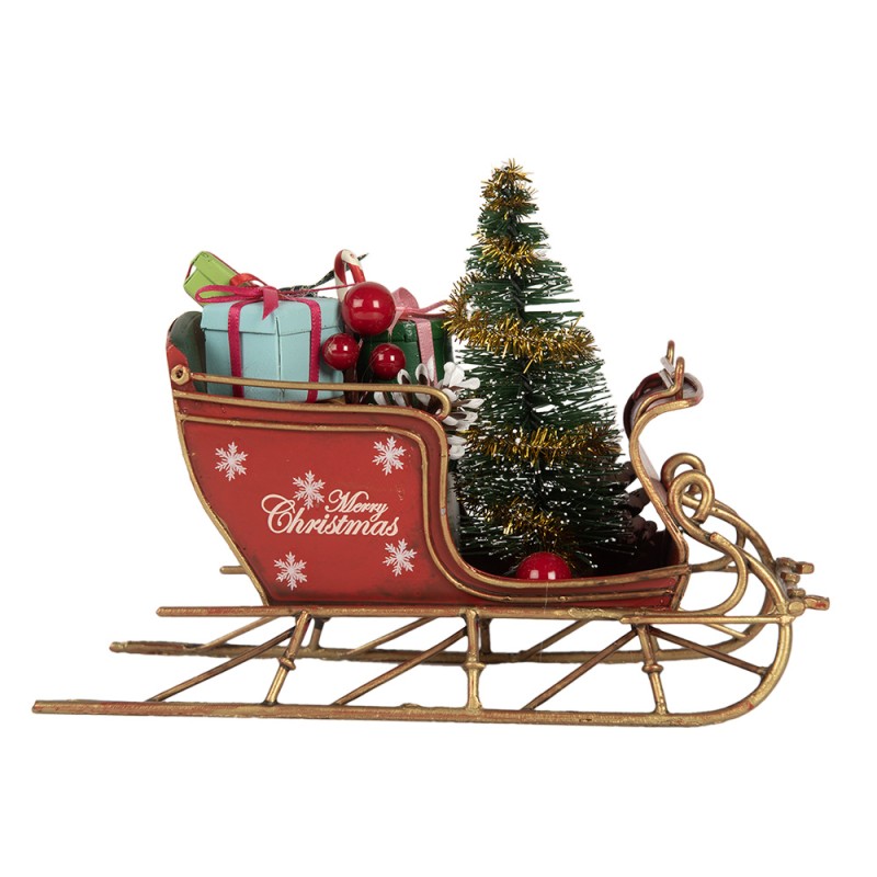 Clayre & Eef Décoration de Noël Image Luge 17x8x12 cm Rouge Métal