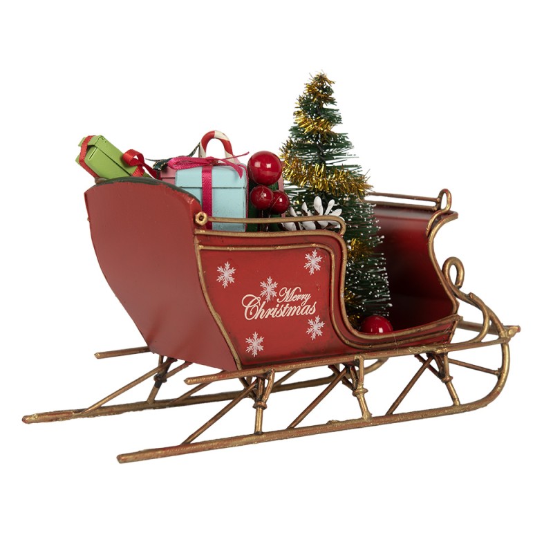 Clayre & Eef Décoration de Noël Image Luge 17x8x12 cm Rouge Métal