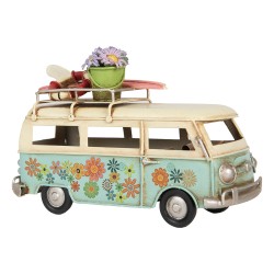 Clayre & Eef Image de décoration Caravane 17x7x11 cm Bleu Beige Métal