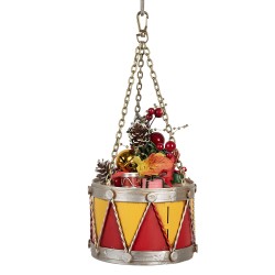 Clayre & Eef Image de décoration Tambour Ø 12x16/27 cm Jaune Rouge Métal