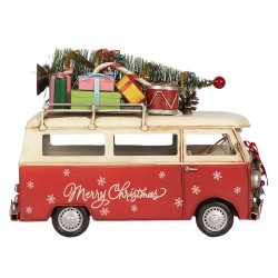 Clayre & Eef Décoration de Noël Image Caravane 38x16x28 cm Rouge Beige Métal