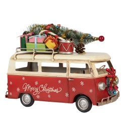 Clayre & Eef Décoration de Noël Image Caravane 38x16x28 cm Rouge Beige Métal