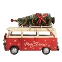 Clayre & Eef Décoration de Noël Image Caravane 38x16x28 cm Rouge Beige Métal