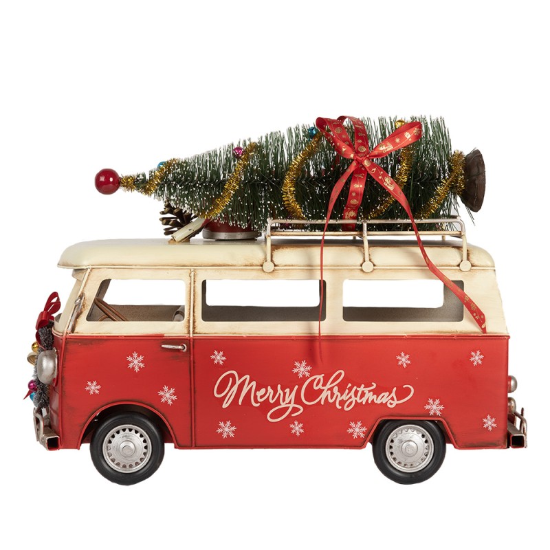 Clayre & Eef Décoration de Noël Image Caravane 38x16x28 cm Rouge Beige Métal