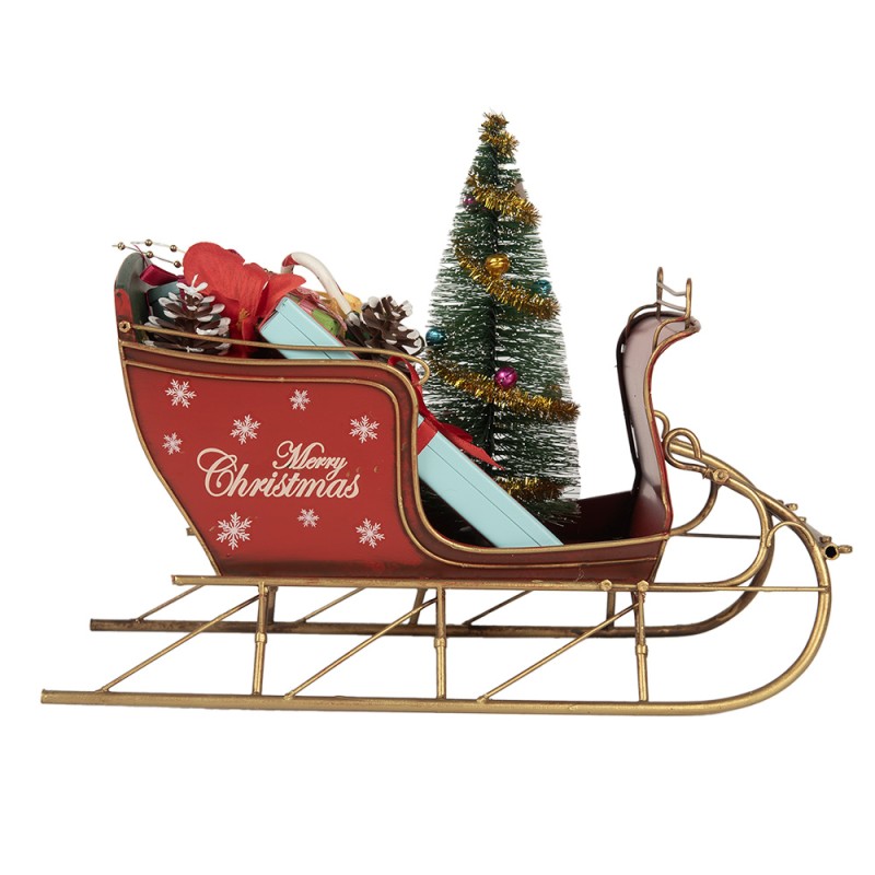Clayre & Eef Décoration de Noël Image Luge 30x15x22 cm Rouge Métal