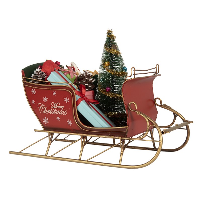 Clayre & Eef Décoration de Noël Image Luge 30x15x22 cm Rouge Métal