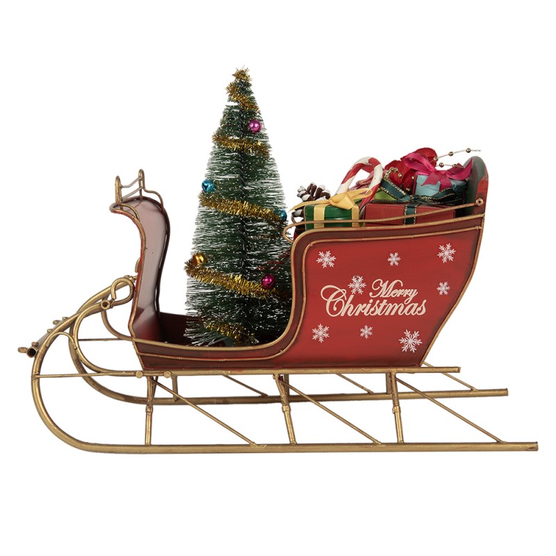 Clayre & Eef Décoration de Noël Image Luge 30x15x22 cm Rouge Métal