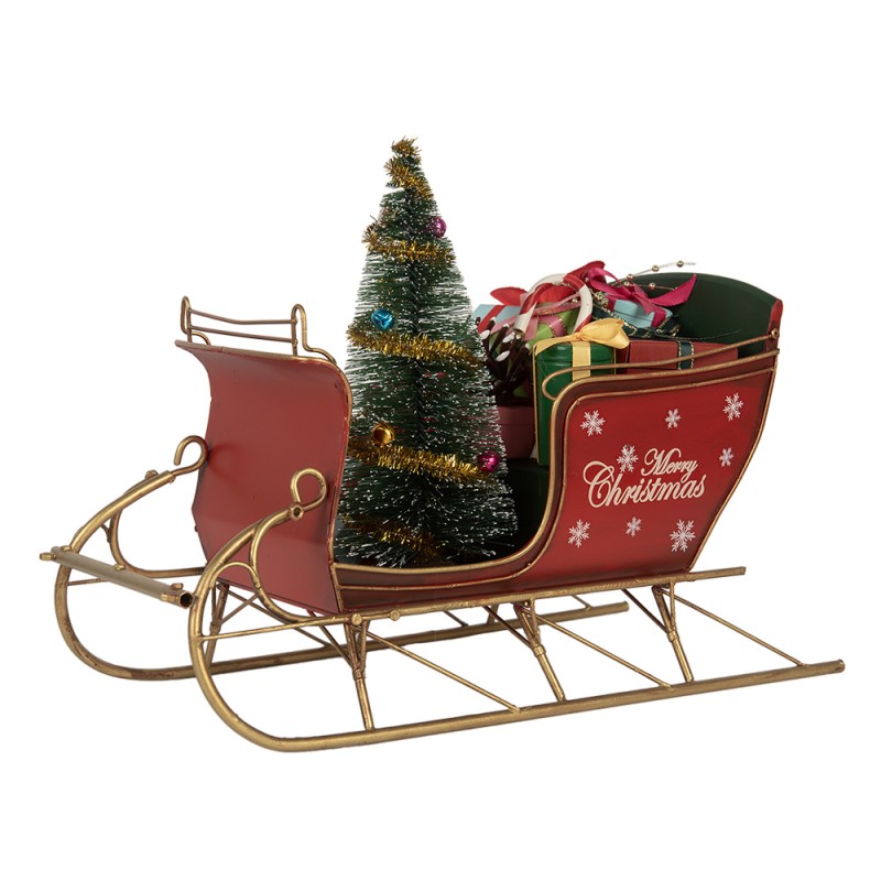 Clayre & Eef Décoration de Noël Image Luge 30x15x22 cm Rouge Métal