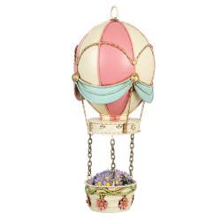 Clayre & Eef Image de décoration Montgolfière Ø 14x29 cm Rose Beige Métal