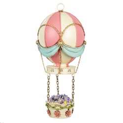 Clayre & Eef Image de décoration Montgolfière Ø 14x29 cm Rose Beige Métal