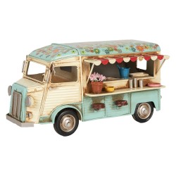 Clayre & Eef Image de décoration Bus 26x14x14 cm Beige Bleu Métal