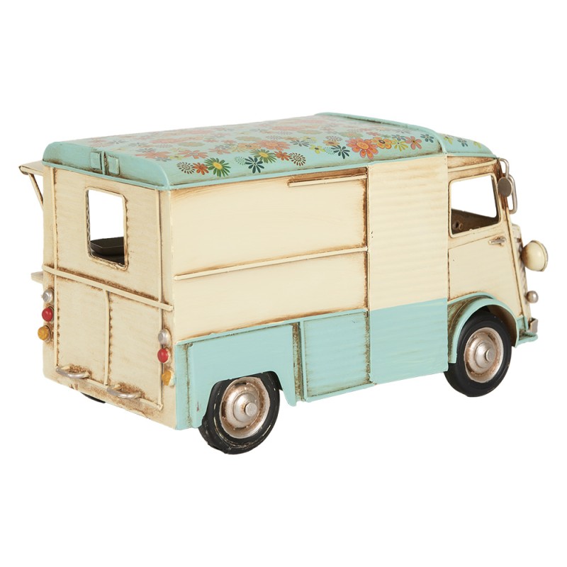 Clayre & Eef Image de décoration Bus 26x14x14 cm Beige Bleu Métal