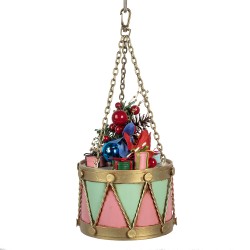 Clayre & Eef Image de décoration Tambour Ø 12x16/27 cm Rose Métal