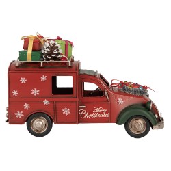 Clayre & Eef Décoration de Noël Image Voiture 26x11x17 cm Rouge Métal