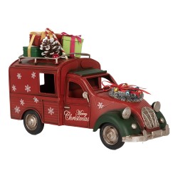 Clayre & Eef Décoration de Noël Image Voiture 26x11x17 cm Rouge Métal