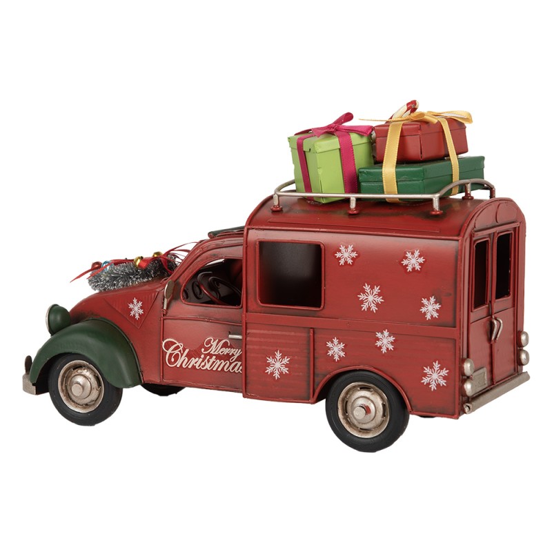 Clayre & Eef Décoration de Noël Image Voiture 26x11x17 cm Rouge Métal