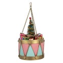 Clayre & Eef Image de décoration Tambour Ø 17x25/37 cm Rose Bleu Métal