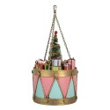 Clayre & Eef Image de décoration Tambour Ø 17x25/37 cm Rose Bleu Métal