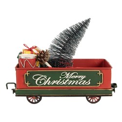 Clayre & Eef Décoration de Noël Image Train 31x15x25 cm Rouge Métal