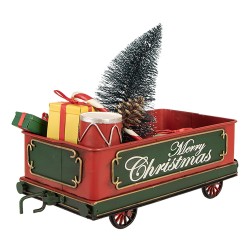 Clayre & Eef Décoration de Noël Image Train 31x15x25 cm Rouge Métal