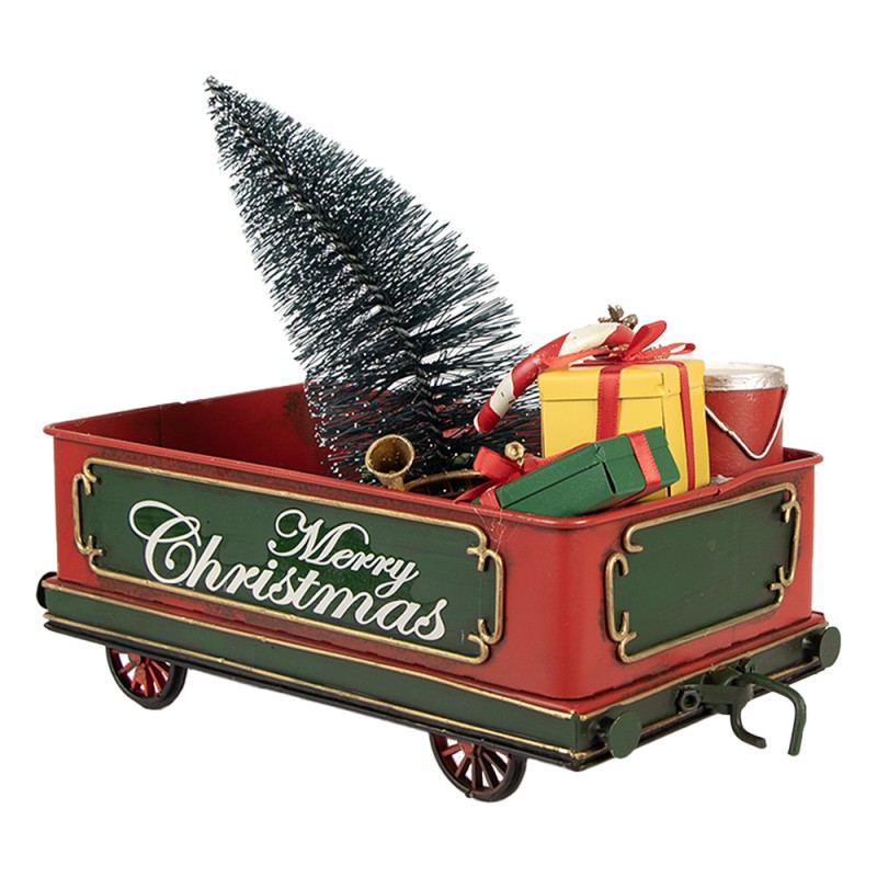 Clayre & Eef Décoration de Noël Image Train 31x15x25 cm Rouge Métal