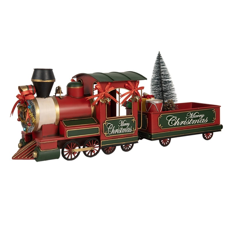 Clayre & Eef Décoration de Noël Image Train 31x15x25 cm Rouge Métal