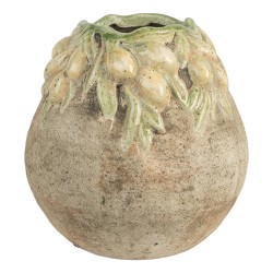 Clayre & Eef Pot de fleurs Ø 18x18 cm Beige Terre cuite Olives