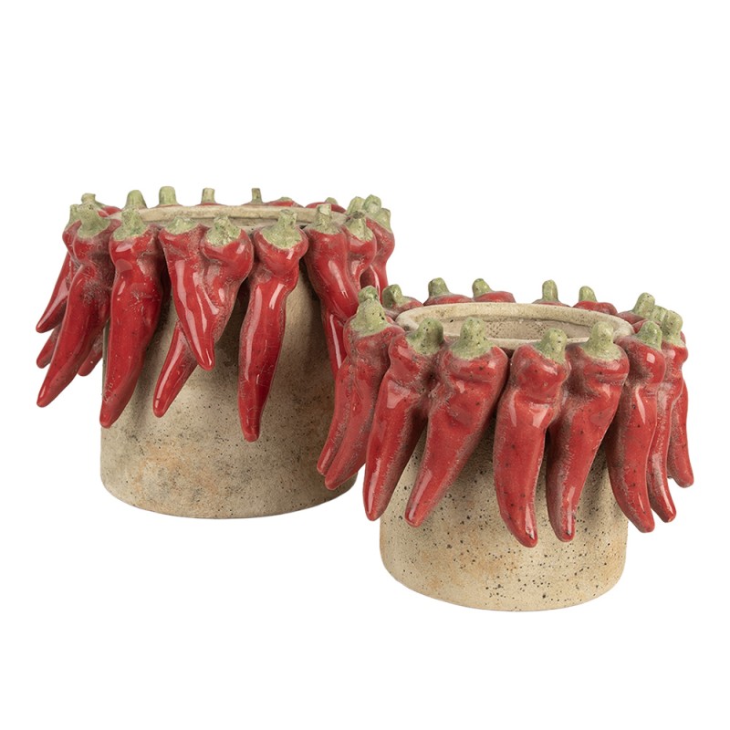 Clayre & Eef Planter Ø 21x17 cm Beige Terracotta